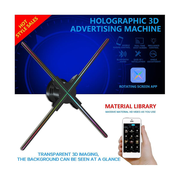3d Led Holographic Projector Reklamfläkt Wifi 720 Led App Holographic Hologram Commercial Light