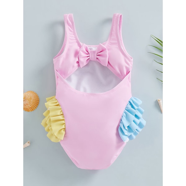 Barn Toddler Baby Flickor En Delig Baddräkt Strandkläder Volang Sjöhäst S Rosa Pink L/110