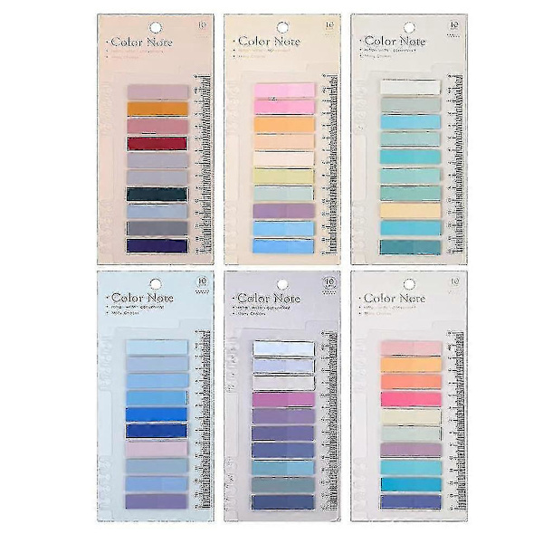 [KK] 1200 pcs Self-Adhesive Index Tabs, Removable Archive Tabs Colored Writable Rectangular Bookmarks with Ruler