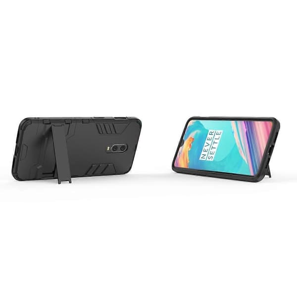 Støtsikkert PC + TPU-deksel med holder til OnePlus 7 / 6T Black