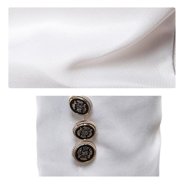 YOUTHUP Miesten Juhlava Puku Kaksirivinen Yksivärinen Retro Häät Lava-asu White 2XL