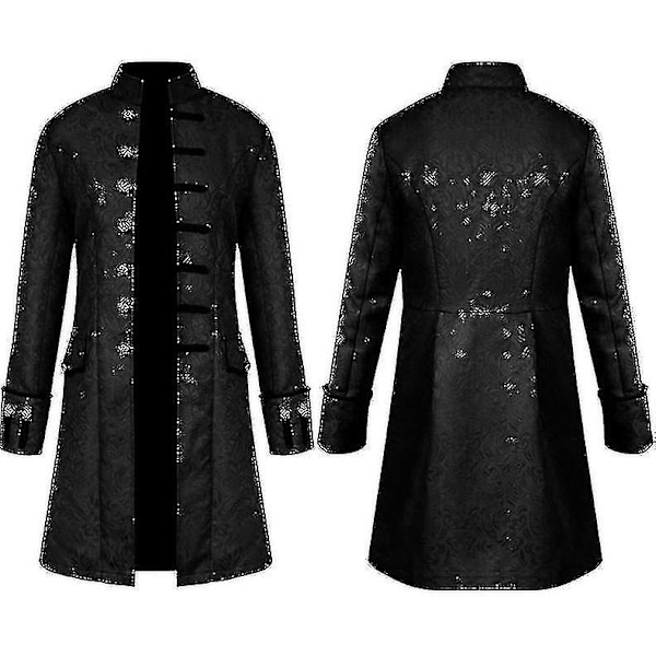 Miesten Steampunk-takki Vintage-takki Goottilainen Victorian-mekko Karnevaali Musta Black 4XL
