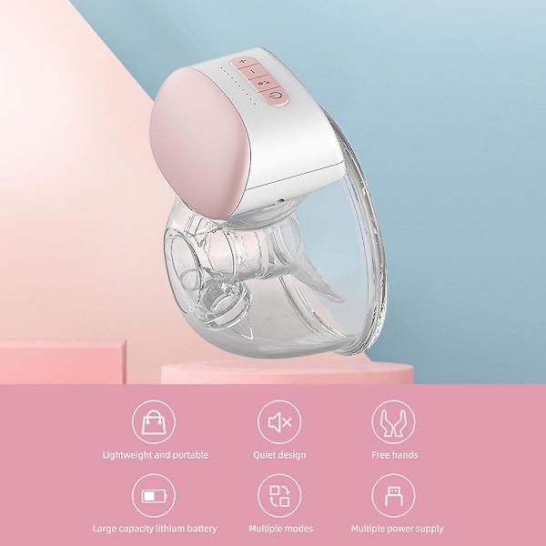 Bebebao P1 Puettava Rintapumppu Hands Free Sähköinen Yksittäinen Kannettava Puettava Rintakuppi 8oz/ 240ml B Pink 1 Set - 24mm
