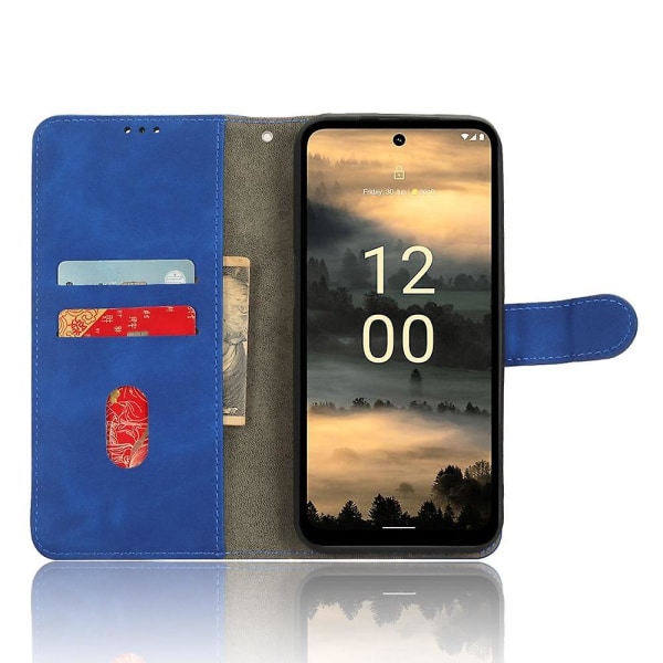 För Nokia XR21 Anti-drop PU läder case Skin-touch cover med stativ Blue