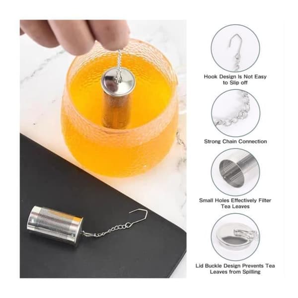 Te-infuser - 6 stk. - Rustfrit stål - Finmasket - Genanvendelig - Med kæde