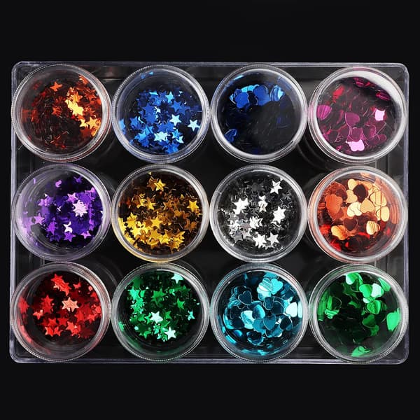 [KK]Bead Storage Box - 12 Small Removable Clear Plastic Jars with Lids 5g