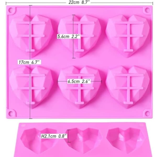 Silikoneforme - Chokolade - Diamanthjerte - Non-stick - 2 stk - BPA-fri