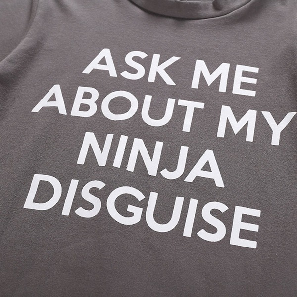 Ninja Disguise T-shirt Karate Martial Arts Tee Top - Barn & Vuxen Svart Grå Black  Gray L