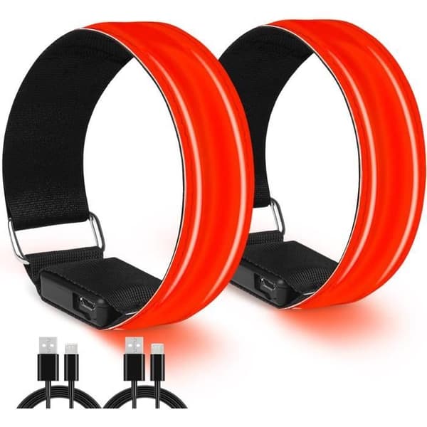 LED Lysende Armbånd - Reflekterende - Justerbart - Oppladbart - Høy Synlighet