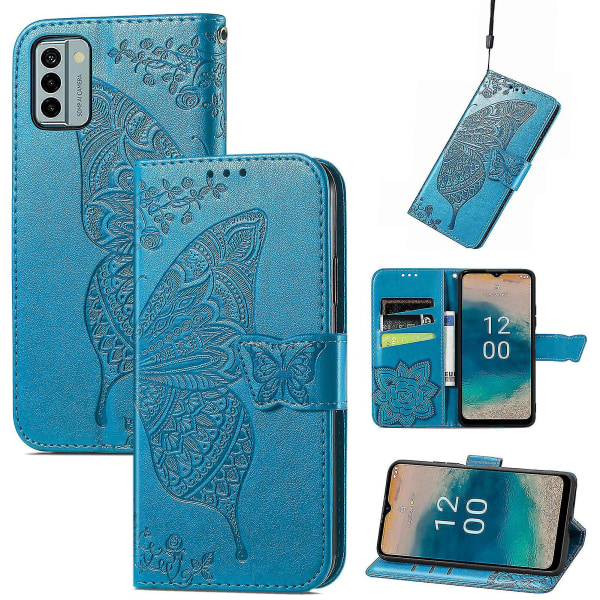 Case för Nokia G22 Flip Cover Emboss Butterfly Soft Tpu Shockproof Shell Slim Blue