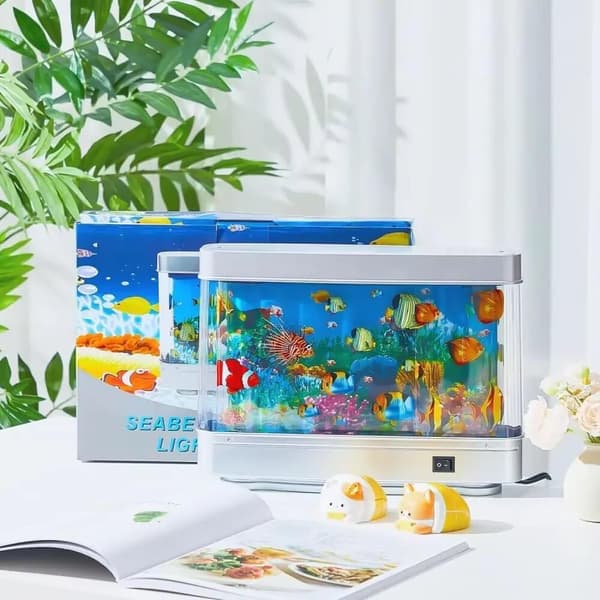 [KK] Artificial Aquarium, Cute Moving Fish, Decorative Virtual Ocean Motion Night Light