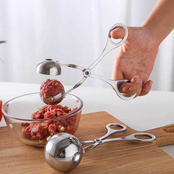 [KK] Kødbolletang Rustfrit Stål - Form Perfekte Kødboller silver