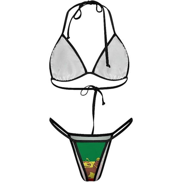 Jamaica Rasta Lion Flag Naisten Bikinisetit 2-osainen Uimapuku Seksikäs Uima-asu Halter Kolmio Uima-asu-style10-mPT-448 Black print Small