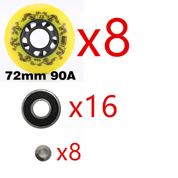 Valkoiset/Keltaiset Inline-luistelurullat 90A wheel spacer bearing