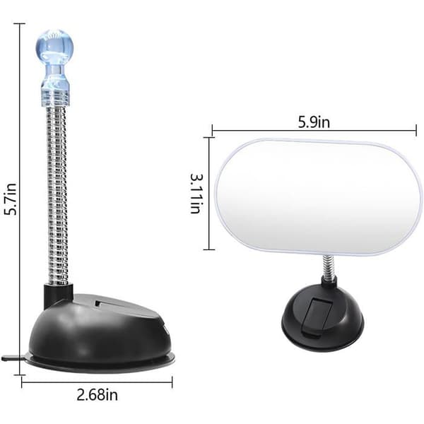 Bilprovningsspeglar, invändiga bilspeglar, fast sugkoppsspegel justerbar 360°, babysätesspegel
