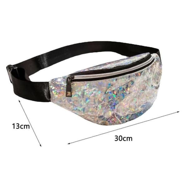 Dame Paillet Bæltetaske - fy - Reflekterende, Justerbar - Holografisk - PU Læder, Polyester