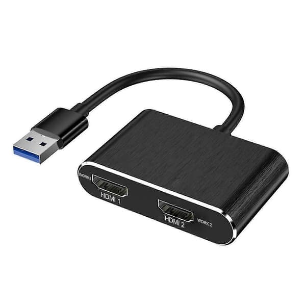 Usb 3.0 - Kaksois-HDMI-sovitin Ulkoinen video Tukee vain Windowsia Black