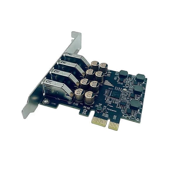 4-ports USB 3.0 PCIE udvidelseskort Riser PCI Express X1 til 4-ports USB3.0 adapter 5Gb USB HUB controller til stationær computer Black