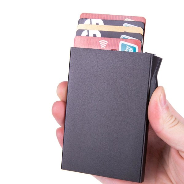 Rfid Kreditkort Pengar Hållare Automatisk Pop-up Slim Plånbok i aluminium
