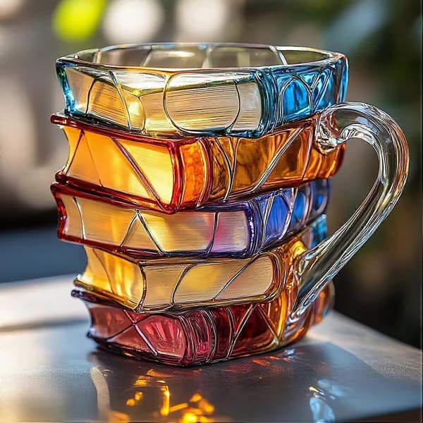 Målad bokmugg, 2025 Nyhet 3D Målade böcker Kaffemugg, Samlingspresenter för litteraturälskare