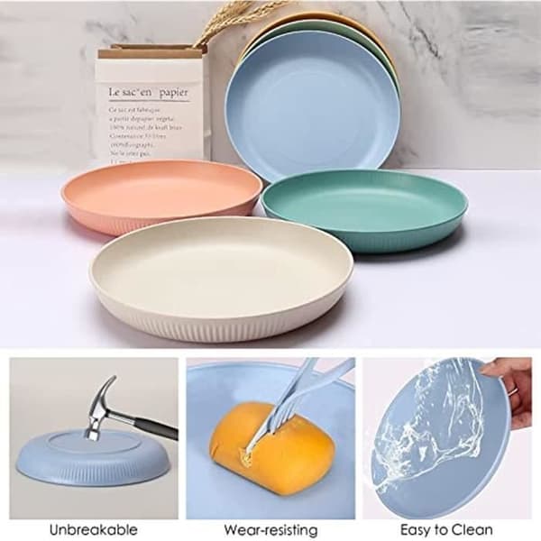 Campingtallrikar - Set om 6 - Okrossbara - Plast - 22,5 cm