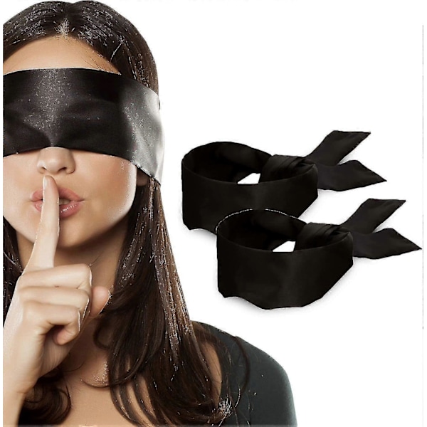 Stk Satin Blindfold Øjenmaske Søvnmaske Blød Satin Øjendækning Silke Søvnmaske Valentinsgave 160cm / 63 (2 Stk Sort)