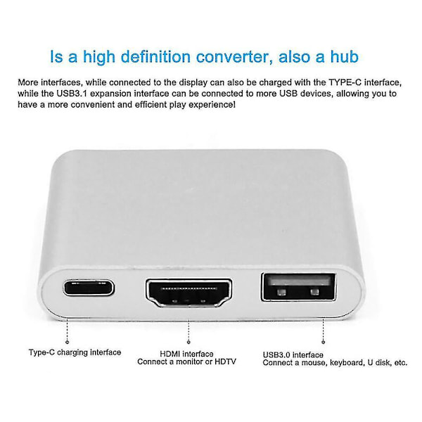 Typ-c till usb-c 4k hdmi USB 3.0 3 i 1 hub adapterkabel för Apple Mac