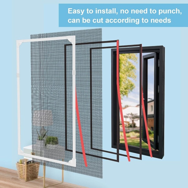 2024, Klipbar magnetisk myggenet vindue 130 cm x 150 cm, vaskbart insektnet vindue til alle vinduer sma