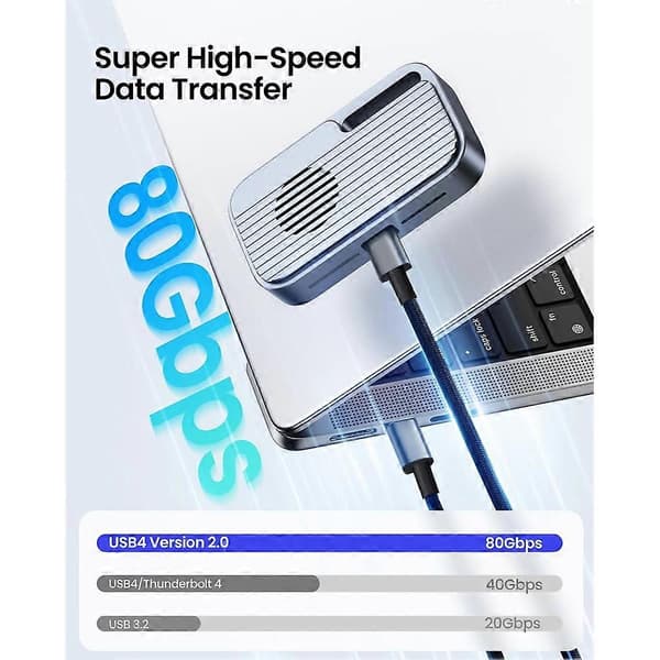 USB 5-kabel 80 Gbps 240 W 8K 60 Hz for Thunderbolt 5 hurtiglading for Thunderbolt3 USB 5.0 USB C til C dataoverføringskabel