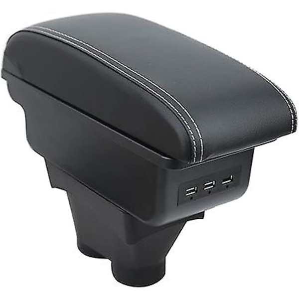 För Peugeot 208 2012-2018 Armstöd Auto Center Console Interiör Förvaringslåda Armstöd Dubbla fack Mjukt läder