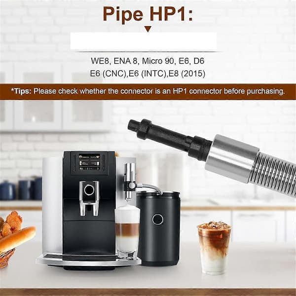 Mælkerørskappe i rustfrit stål med HP1-adapter til kaffemaskinemodeller: WE8, 8, Micro-90, E6, D6 As Shown