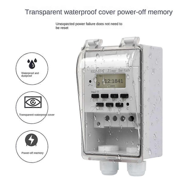 Automatisk digital timerkontakt relæ programmerbar timer controller med udendørs vandtæt boks 220V As Shown