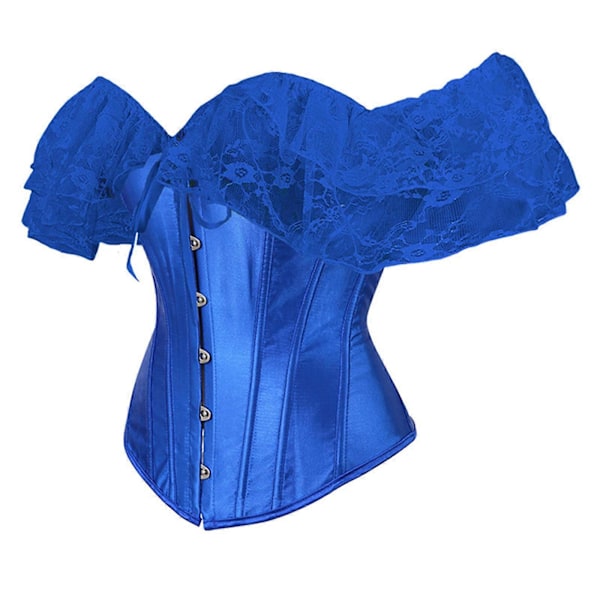 Nyörityskorsetti Ranskalainen Bystyri Vyötärömuotoilija Retro Crop Topit Viktoriaaninen Pukukorsetti Naamiaisjuhliin ruskea XXXXXX Blue L