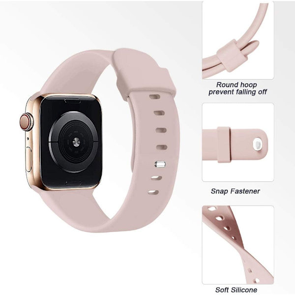 Kompatibel med Apple Watch-armband Mjukt sportsilikonband Grå/Starlight Beige/Rosa Sand Grå/Starlight Beige/Pink Sand 42/44/45 mm