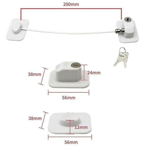 Låselås med nøgle - OKZ - Børnesikker - Til vinduer, døre, skuffer - Sort - 55x32 mm