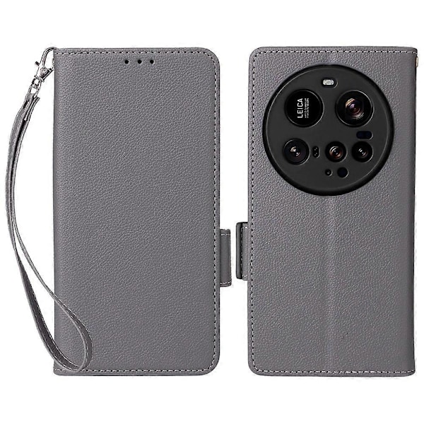 Til Xiaomi 15 Ultra Etui Wallet Flip Litchi Tekstur PU Læder Telefon Cover - Multicolor Grey