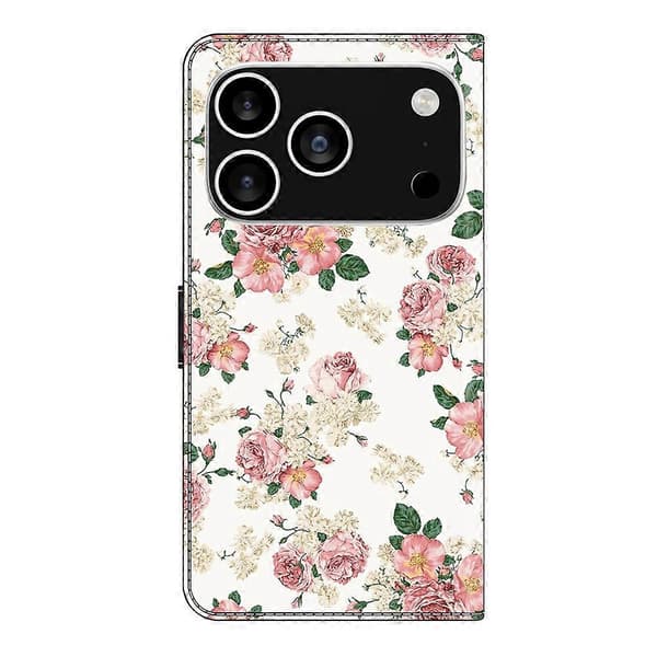För iPhone 17 Pro Max Läderfodral Mönstertryck Plånboksställ Flip Telefonfodral Pion