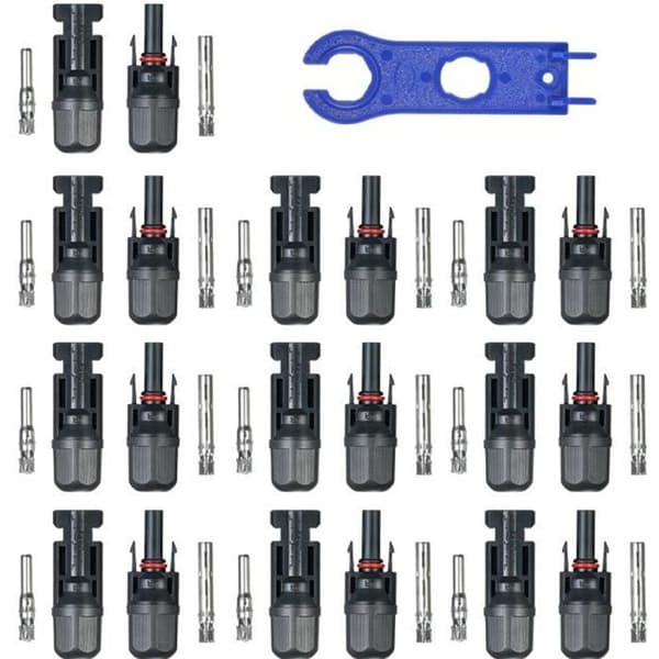 Kabelstik - MC4 - 10 par - Han/Hun - 63 A - Sort