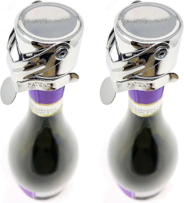 Professionelle propper til champagneflasker - 2 stk. patenteret vinforsegling Chrome