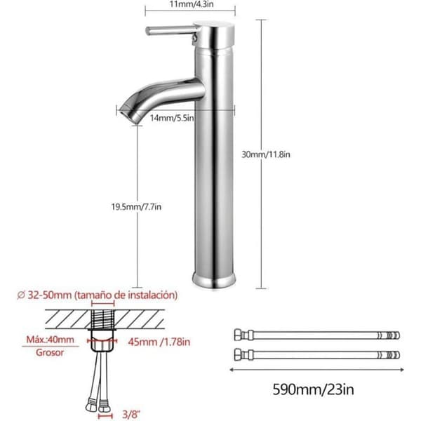 Høj håndvaskarmatur - ZOR® - Forkromet messing - Vandbesparende - Keramisk ventil - Nem installation