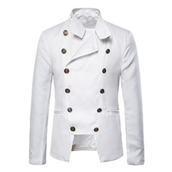YOUTHUP Formell dress for men, dobbeltspent, ensfarget, dobbeltspent retro bryllupssceneantrekk White 2XL
