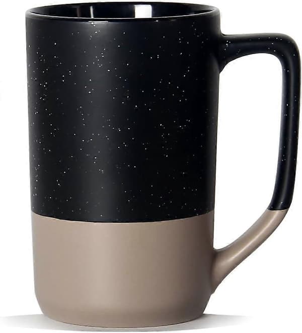 [KK] Large Coffee Mug, Two-Tone Large Ceramic Teacup with Large Handle with White Spots