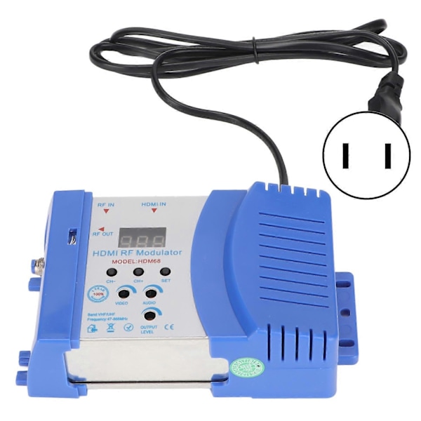 HDM68L RF Modulator Bærbar Plug and Play HD Multimedie Interface til RF Modulator AC 90‑240V US Stik