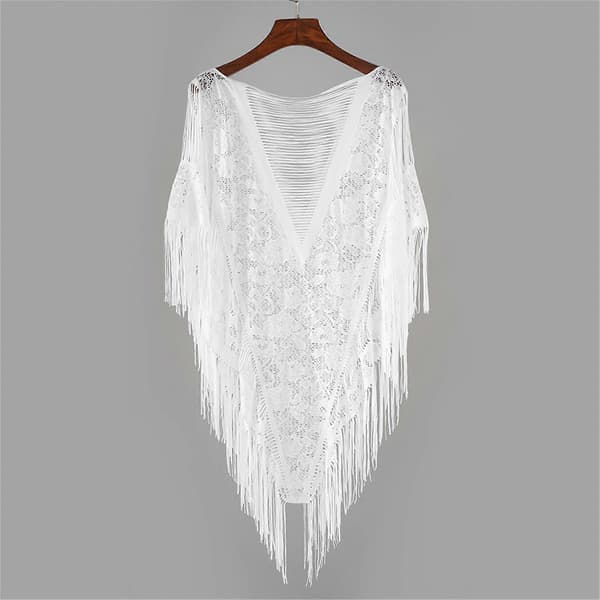 Fasjonable uthulede sjal i polyester, reise-cover-up, romantiske kapper for kvinner, luftig tilbehør til daglig bruk, svart Black