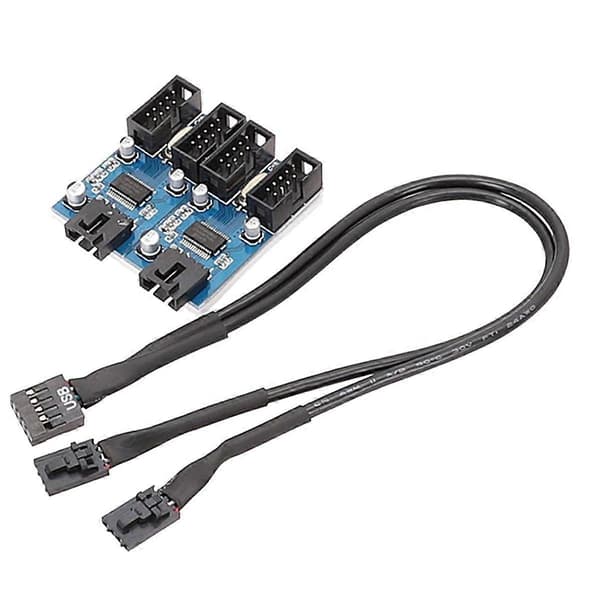 Bundkort 9Pin USB2.0 forlængerkabel 9PIN til dobbelt 9PIN med chip understøtter delt multi-interface Black