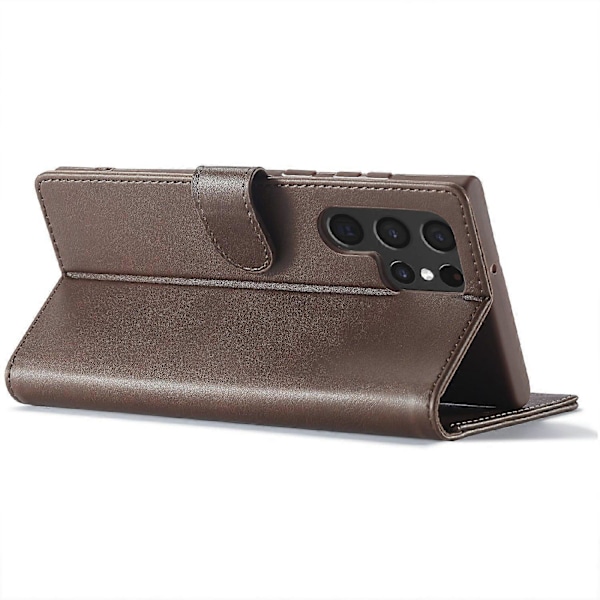 LC.IMEEKE Fodral för Samsung Galaxy S25 Ultra Kalvtextur PU Läder Ställ Plånbok Telefonskydd - Grå Multicolor Brown
