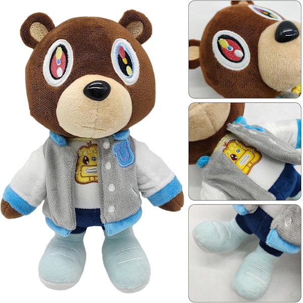 Kanye Bear Plussjeleketøy, 1/2 stk Kanye Bear Plussjfigur Pute, Koselig Leke Dropout Bear