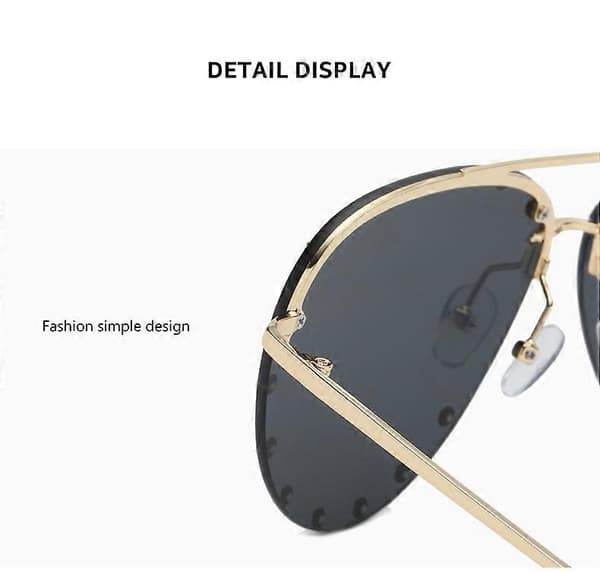 SSRGV Kvinder Rammeløse Oversized Nittede Solbriller Gradient Linse Nitte Mode Gold frame grey
