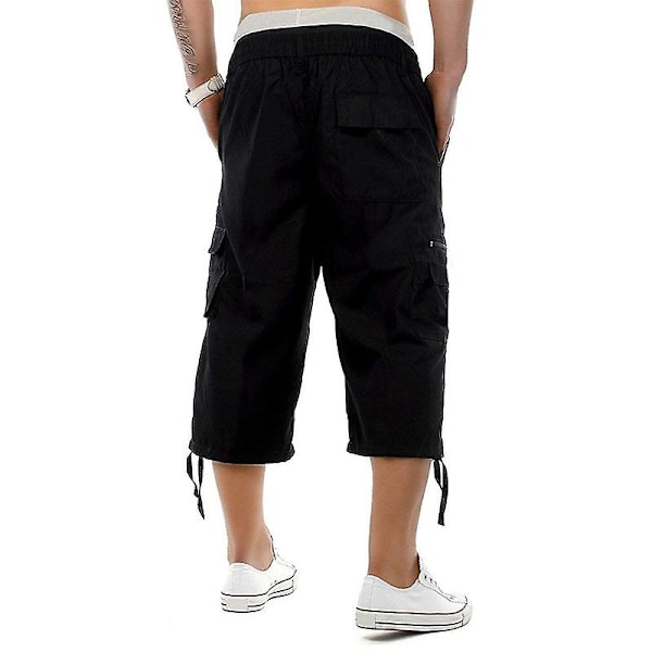 Miesten polven alapuolelle ulottuvat cargo-shortsit, rennot twill-joustavat 3/4 Capri-housut vetoketjulla, puuvillaa Apricot S