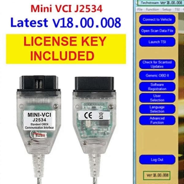 2024 MINI VCI TIS Techstream V18.00.008 J2534 Kabel til Toyota Diagnostik & Programmering